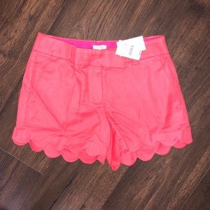 J.crew Coral Scalloped Shorts NWT